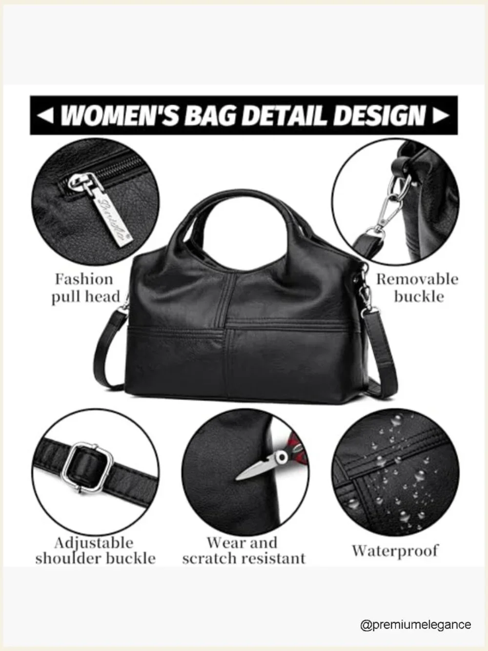 Leather Hobo Bag Shoulder Tote Satchel Handbag Purse Women